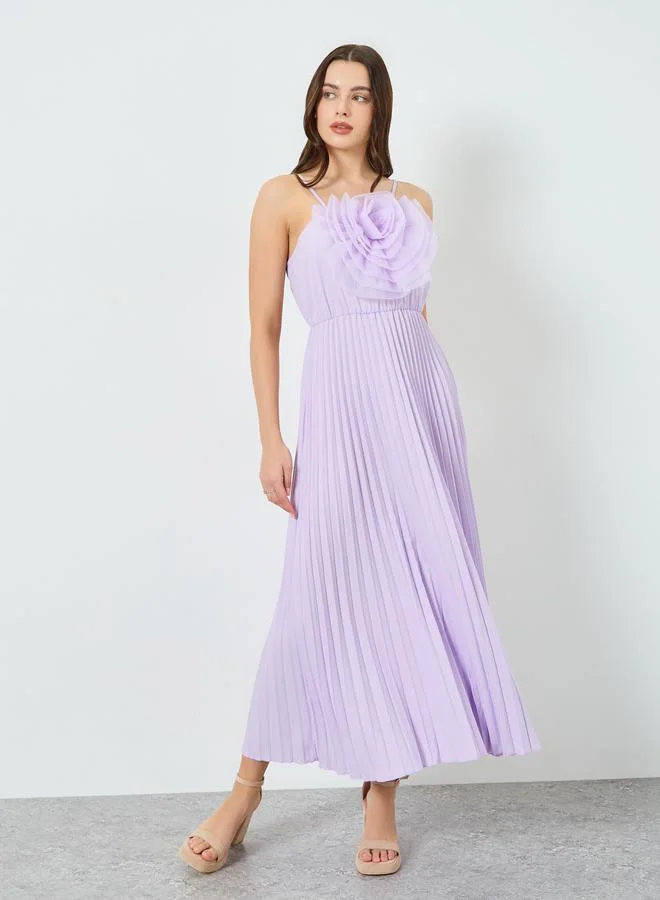 تايك تو فستان طويل بلا أكمام وتفاصيل أزهار كبيرة للنساء